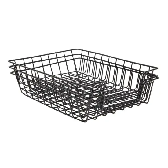 Wire Desk Tray Organizers for Letter-Size Paper, Black Baskets for Classroom, Versatile Storage Solution (3 Pack) {5}