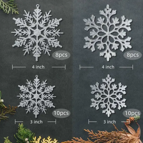 36pcs Christmas Silver Snowflake Ornaments {3}