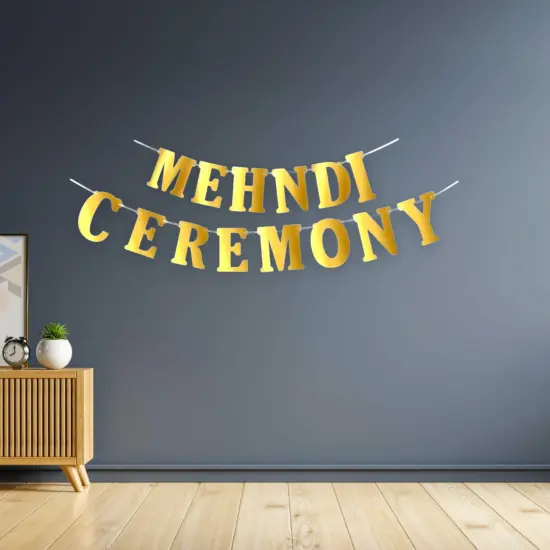 Mehndi Ceremony Banner Bunting Diy Indian Wedding Banner Sign Mehendi Backdrop Decoration Party Decorations Letter Banner Kit -mehendi Signs {3}