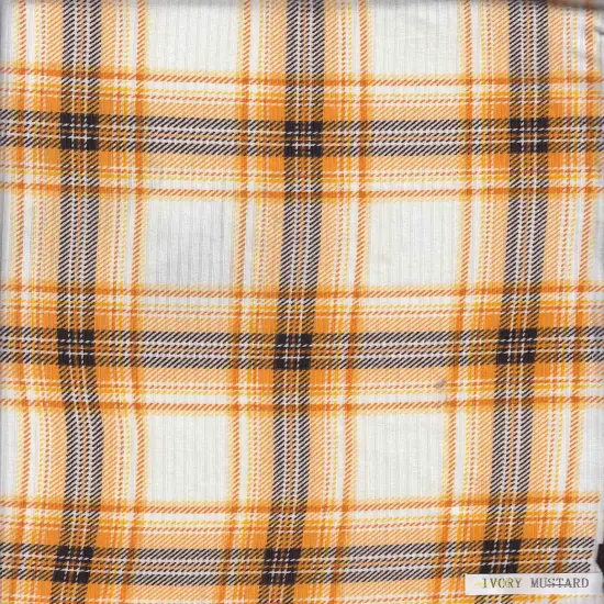 1 Yard Ivory Mustard Plaid 4X2 Yummy Rib Knit Fabric Soft Stretch 58/60 Inches Wide {2}