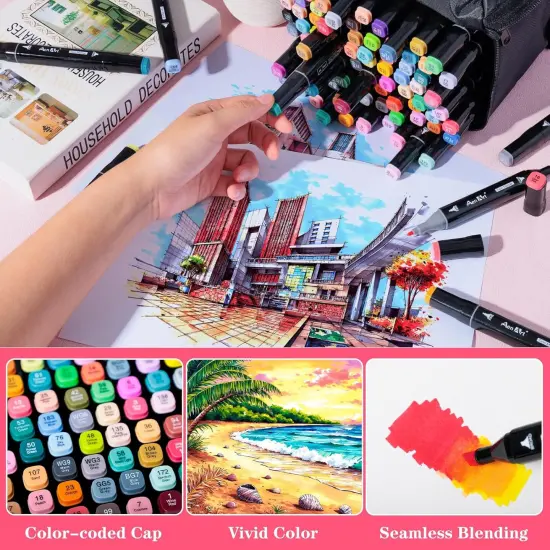 80 Color Dual Tip Art Drawing Markers {3}