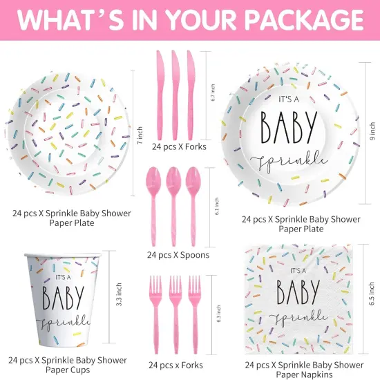 Sprinkle Baby Shower Tableware - Serves 24 {2}