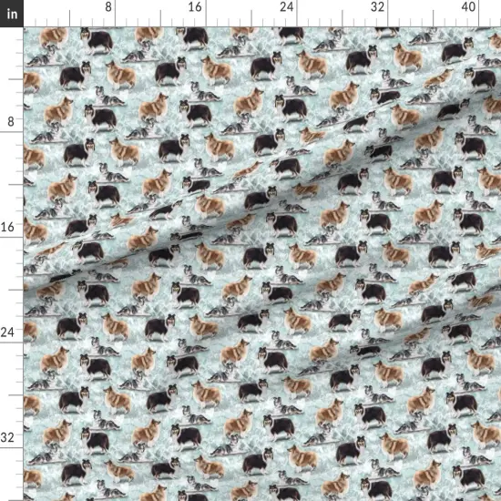 Various Fabrics by the Yard or Fat Quarter Shetland Sheepdog Puppy Sheep Border Puppies Collie Breed Custom Printed Fabric by Spoonflower {1}