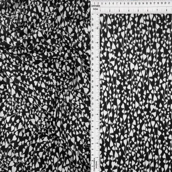 Heart Print DTY Knit Fabric 1 Yard Soft Stretch Lightweight 58/60" Wide IVORY {5}