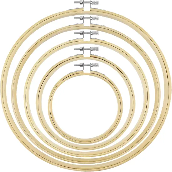 5 Pieces Bamboo Embroidery Hoops,(4&rdquo;, 6&rdquo;, 8&rdquo;, 9&rdquo;, 10&rdquo;) Set for Embroidery {1}