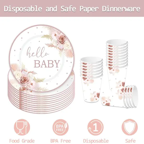 120PCS Boho Baby Shower Party Plates {2}