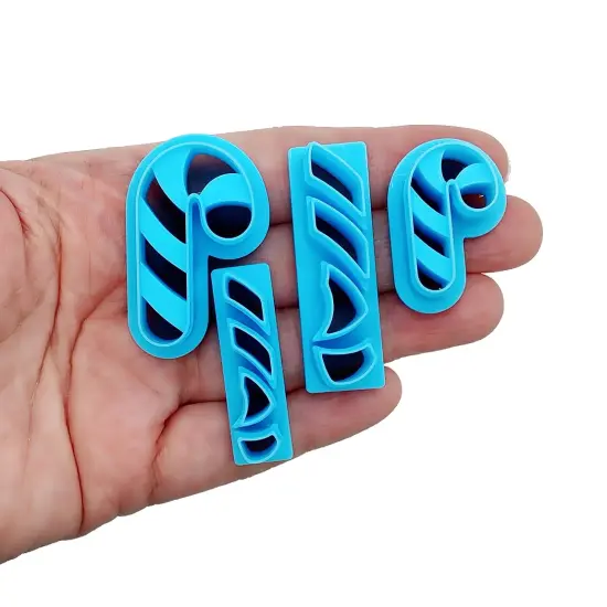 Candy Cane with Stripes Polymer Clay Cutters, 4 pc, Adorabilities {1}