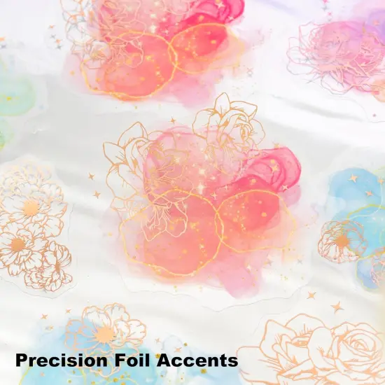 60PCS Gold Foil Flower Stickers for Scrapbooking {3}