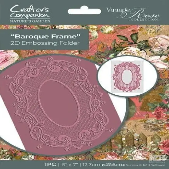 Crafter's Companion Vintage Rose Baroque Frame 2D Embossing Folder {1}