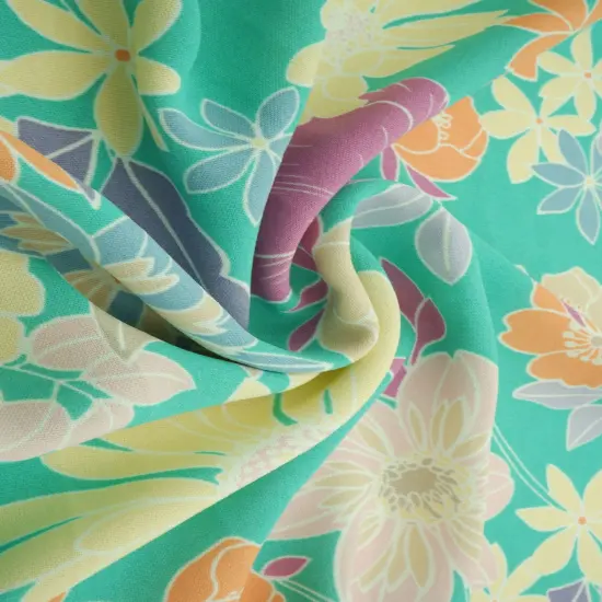 1 Yard Cey Flower Print Fabric, 58/59&Prime; Wide 100% Polyester CARAMEL {2}