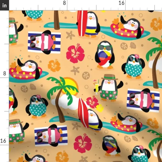 Various Fabrics by the Yard or Fat Quarter Penguin, Island Paradise, Tropical, Animal, Beach, Sand, Ocean, Vacation, Zoo, Kids, , Nursery, Gender Neutral Custom Printed Fabric by Spoonflower {2}