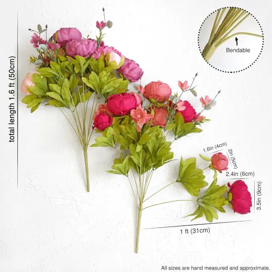 Artificial Peonies & Hydrangeas Bouquet &ndash; Silk Floral Centerpiece for Wedding & Home Decor {5}