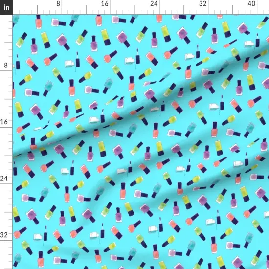 Various Fabrics by the Yard or Fat Quarter Watercolor Nail Polish Blue Makeup Fashion Salon Custom Printed Fabric by Spoonflower {1}