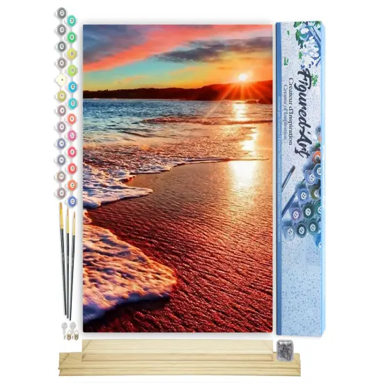 Figured'Art Paint by Numbers Kit for Adults Sea Foam 16"x20" - Craft Art Painting Rolled Canvas with DIY wooden frame {1}