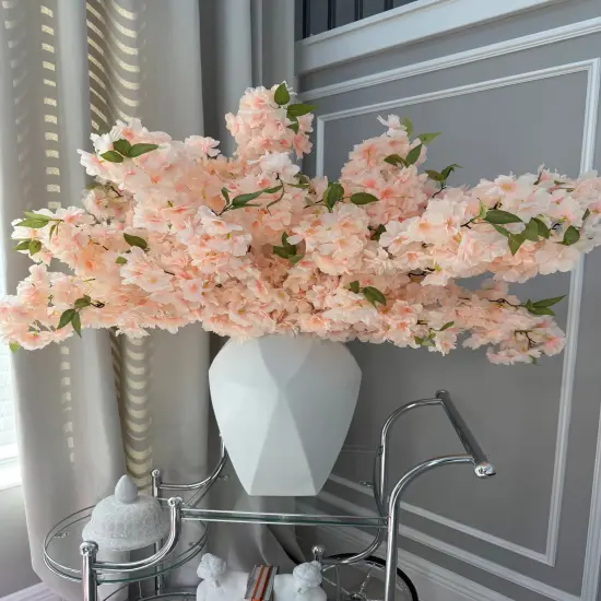 Sienna Blush Peach Silk Cherry Blossom Flower 3 Branches Pack 40'' Inches Spring {2}