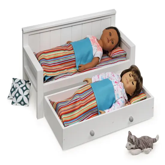 Badger Basket Sofa/Daybed with Trundle for 18 inch Dolls - White/Multi {5}