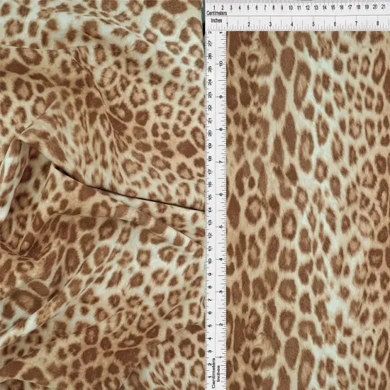 1 Yard Techno Crepe Animal Print Knit Fabric 220 GSM, 58/60&Prime; Wide Polyester Spandex Blend BEIGE/AMBER {7}