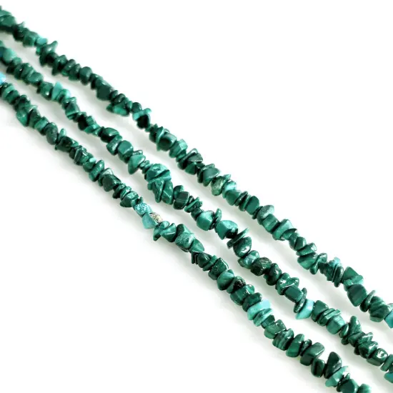 Malachite Chip Beads, 34 Inch, Natural Chip Strands, Drilled Strung Nugget Beads, 3-7mm, Polished, GemmartUSA (CHMC-70001) {7}