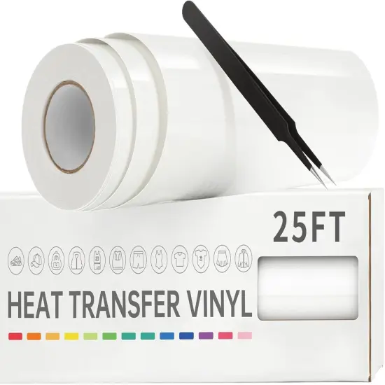 Heat Transfer Vinyl-12&rdquo; x 25ft White Iron on Vinyl Roll for Shirts {1}
