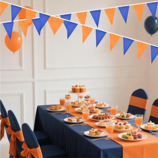 Orange and Blue Pennant Banner Flags {5}