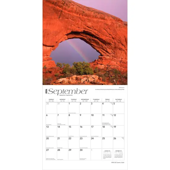 Utah Wild & Scenic | 2026 12 x 24 Inch (Hanging) Monthly Square Wall Calendar | Plastic-Free {4}