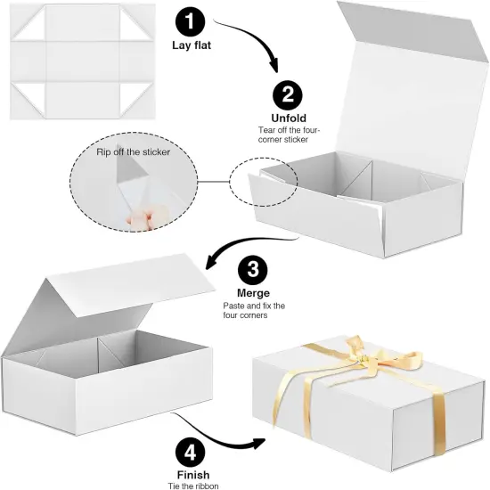 Luxury Large Gift Box 13.8"x9"x4.3" Storage Box Ribbon Magnetic Closure for Luxury Packaging Box for Mother's Day, Birthdays, Bridal Gifts,Weddings {3}