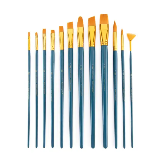 RSET-9312 | 12pc Golden Taklon Long Handle Variety Brush Set {2}