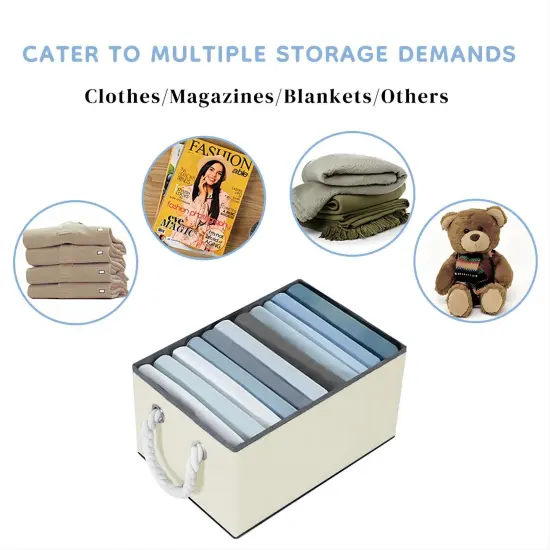 Large Fabric Storage Bins for Shelves with Handles 3 Pack | Storage Baskets for Organizing and Cloth Bins | Folding Rectangle Closet storage bins for Cloth and Magazine,Beige,15"W x 10.5"D x 8.5"H {6}