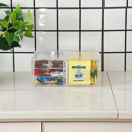 Clear Stackable Storage Bins,Plastic Storage Organizer and Small Drawer Organizer With 4 Drawers for Make Up,Skincare Product,Craft,Beauty and Desktop Drawers Organizer Storage {4}