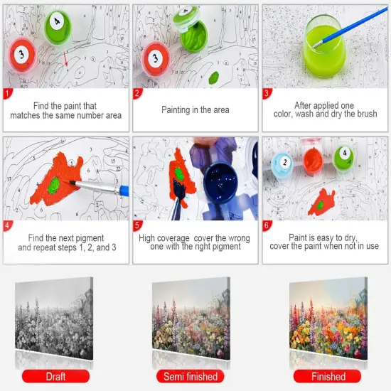 Adults' Paint-by-Number Kits Garden in Full Bloom Painting by Number Kits On Canvas Colorful Flowers Oil Painting Flameless Paint by Numbers for Adults Beginner {5}