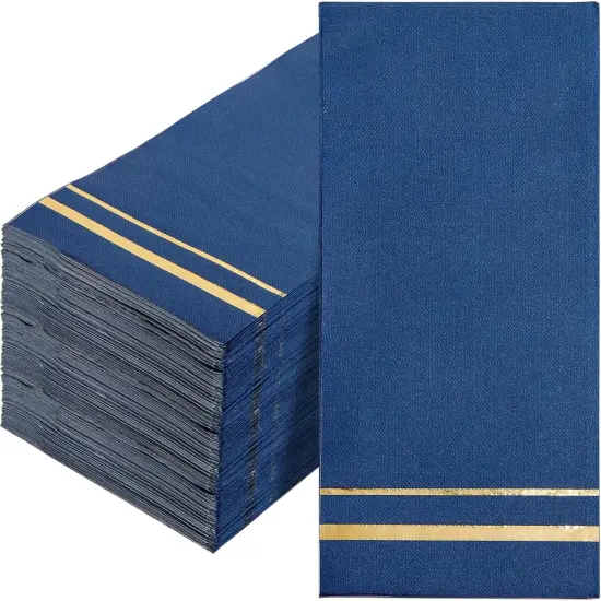 100-Count 3-Ply Disposable Napkins - Blue Paper Napkins Disposable Premium Quality - Dinner Napkins Disposable Soft, Absorbent for Parties, Weddings, Kitchen and Cocktail Beverage {1}