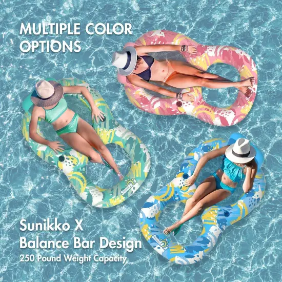 2-in-1 Pool Floats Lounge, Luxury Inflatable Pool Floats Adult with Backrest and Cup Holder, Cool Fun Pool Chair Floats for Summer, Swimming Pool, Beach {3}