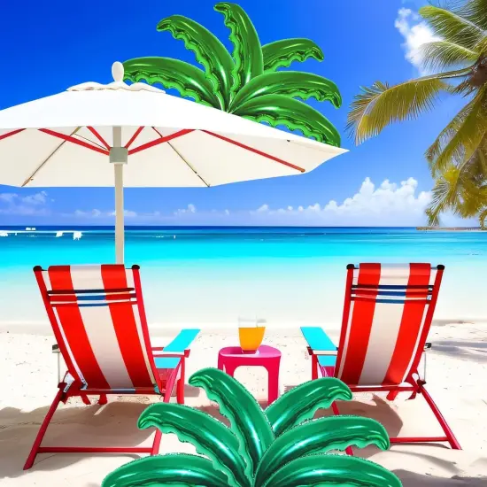 12 Pieces Large Palm Tree Leaves Balloons, Green Foil Mylar Coconut Tree Leaves Balloons for Birthday Baby Shower Decorations Hawaiian Luau Aloha Tropical Summer Beach Party Supplies {2}