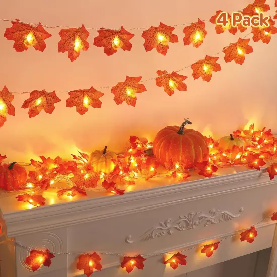 4PCS Fall Leaves Garland Lights {1}