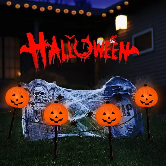 C7 Halloween Pumpkin Pathway Stake Lights {4}
