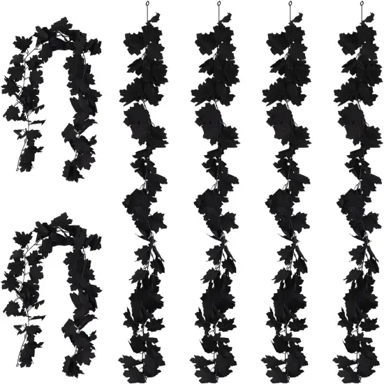 6PCS Fall Maple Leaves Garland - Black {1}