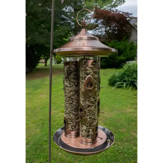 Copper Metal Port Wild Bird Feeder 10lbs Capacity with Perches {2}
