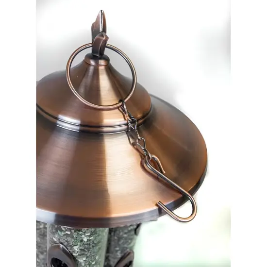 Copper Metal Port Wild Bird Feeder 10lbs Capacity with Perches {4}