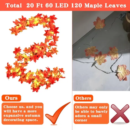 2 Pack Maple Leaf String Lights for Fall Decor {3}