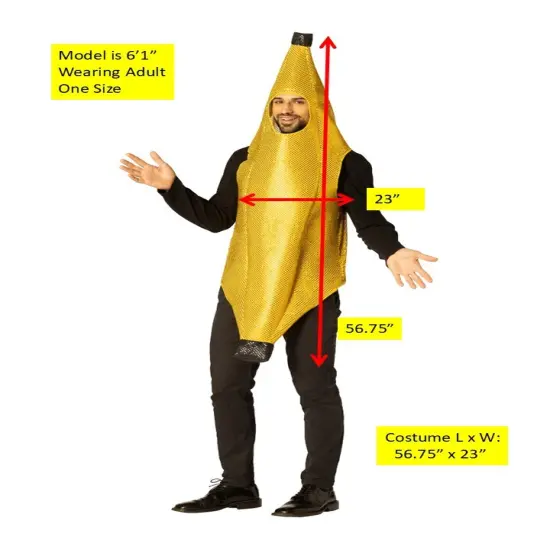 Glitzy Sequin Ultimate Banana Costume, Adult One Size & XXS {6}