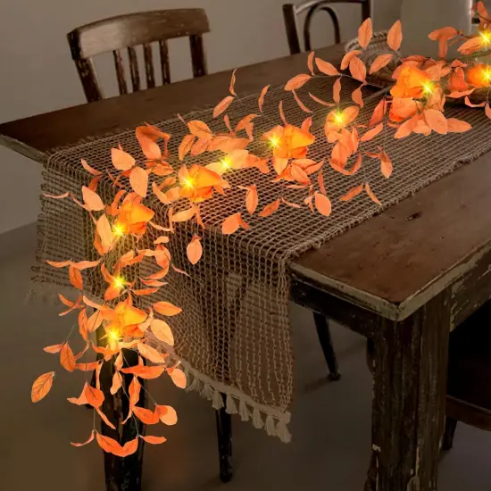 8 Modes Hanging Fall Garland Leaves with Berries {2}