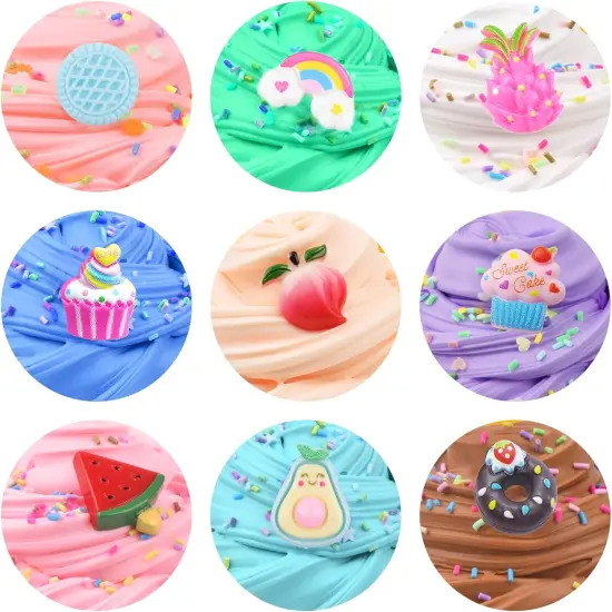 16 Pack Mini Butter Slime Kit,with Pink Watermelon, Lemon Slices and Mermaid Slime Etc 16 Color Slime and Slime Charms, DIY Scented Slime Party Favor, Stress Relief Toy for Boys and Girls {3}