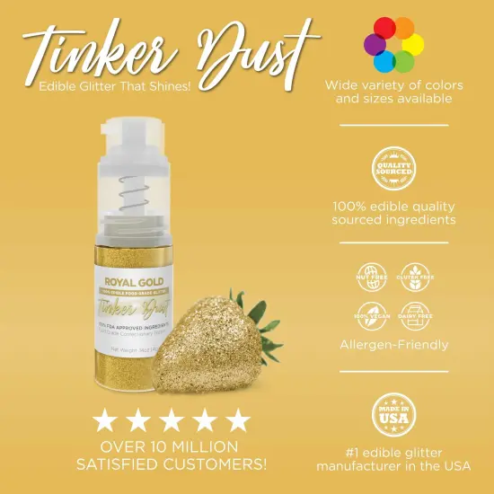Bakell - Royal Gold Tinker Dust Edible Glitter (25g, 1x Spray Pump) for Food, Desserts, and Beverages! {3}