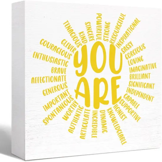 Inspirational Summer Tabletop Decor Wood Box Sign Motivational Quote Desk D&eacute;cor for Home Office Bedroom Table D&eacute;cor 5"X5"X1" {1}