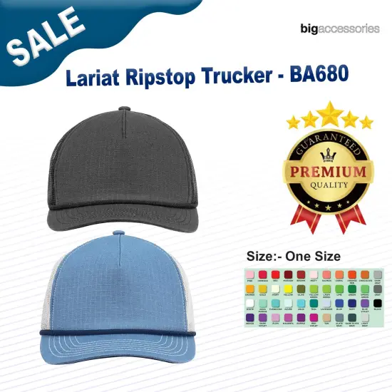 Big Accessories&reg; Lariat Ripstop Trucker SLTE BLU/ NVY RP {2}