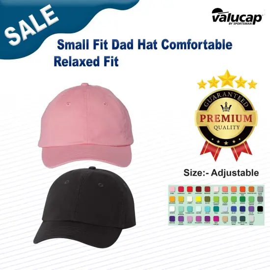 Valucap&reg; Small Fit Dad Hat Comfortable Relaxed Fit Black {3}