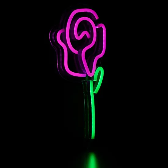 Northlight LED Blooming Rose Neon Lighted Wall Art - 15" Green {6}