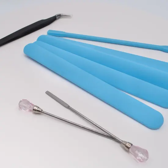 Alumilite 8 Piece Reusable Resin Craft Tool Set - (4 silicone stir sticks, 1 silicone spatula, 1 tweezer, 1 Jewel Spreader Rod, 1 Jewel Needle Rod) {3}
