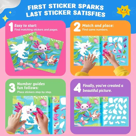 2PCS Paint by Number Sticker Book Travel Activities for Girls Kids {2}