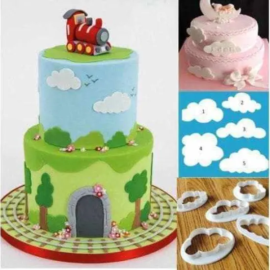 5 PC Clouds and Cloud Shape Cookie Cutter Set {2}